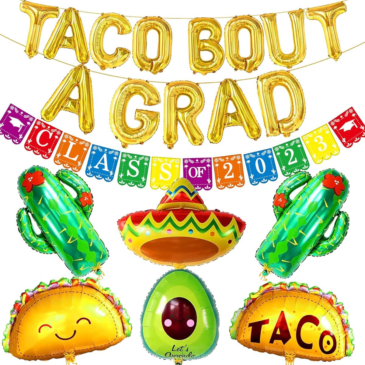 Mexican Graduation Party Decorations 2023 2023 Taco Bout A Grad Balloon Banner Mexican Graduation Banner for Fiesta Graduation Party Decorations 2023