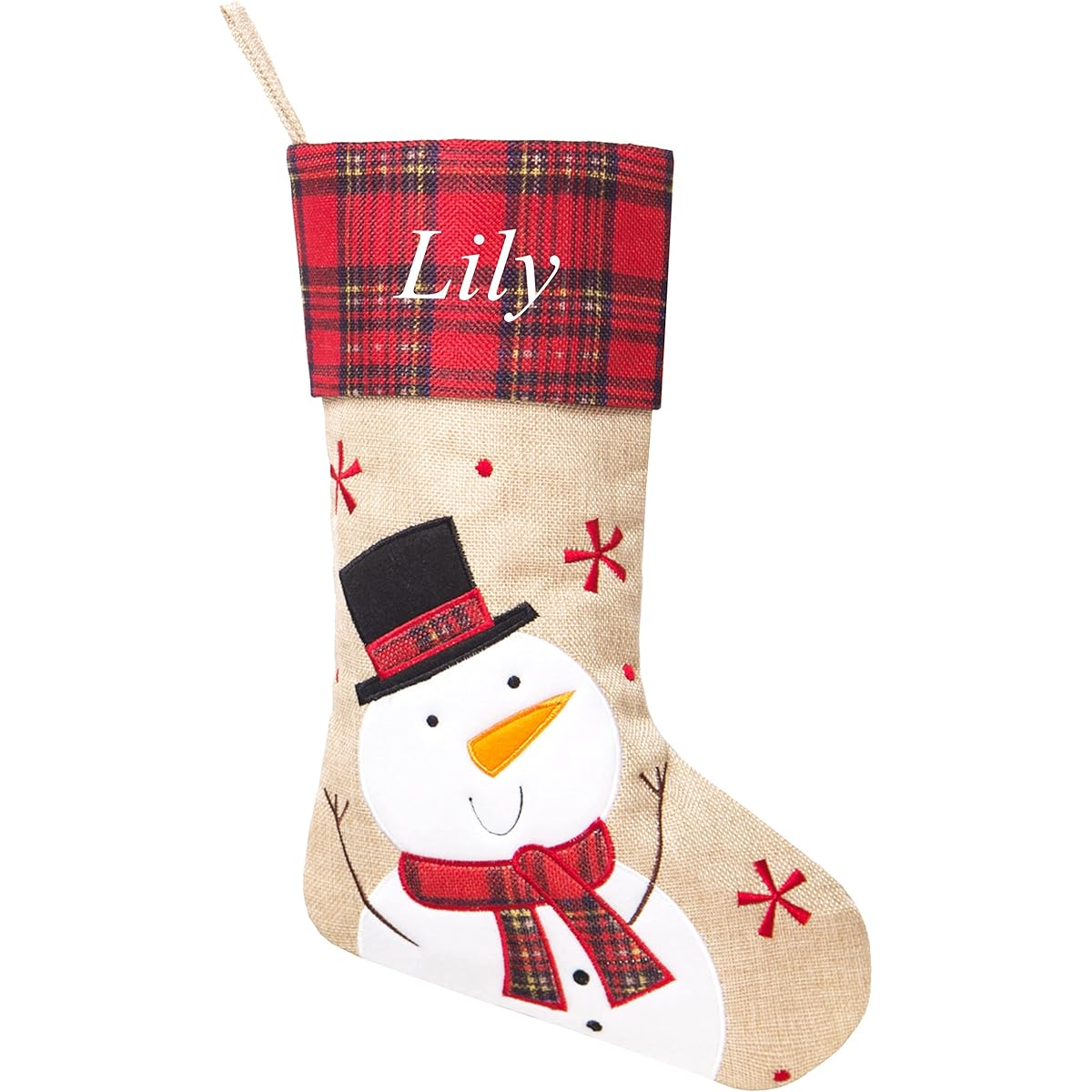 MisUMis Embroidered Personalized Christmas Stockings for Family (1 Pack Snowman)