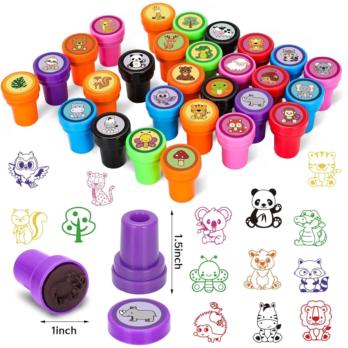 Jungle Animal Stamp Kit 28 Pieces Self Inking Stamp Gift for Kids