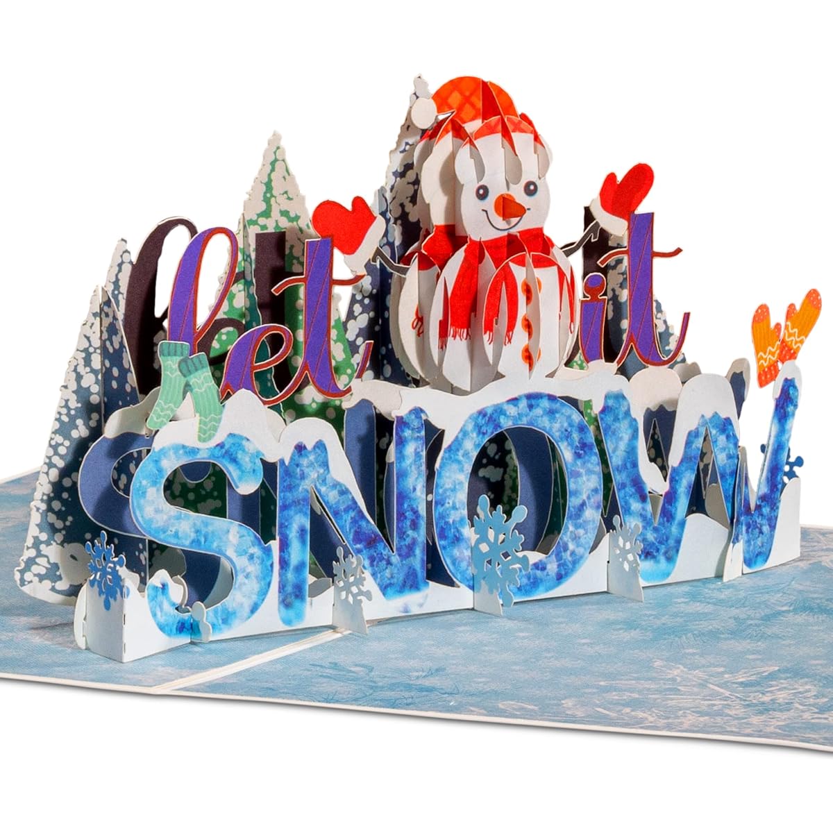 Frndly by Paper Love Pop Up Christmas Card Let's Fall in the Snow Handmade 3D Pop Up Greeting Card for Christmas Holiday Winter 100% Recycled and Eco-Friendly 8" x 6" Cover with Removable Memo Tag