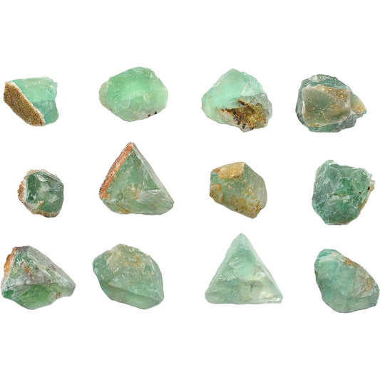 12 Pack Raw Fluorite, Mineral Specimens - Approximately 1 Inch - Geologist Selected & Handcrafted - Great for Science Classrooms - Class Pack - Eisco Labs