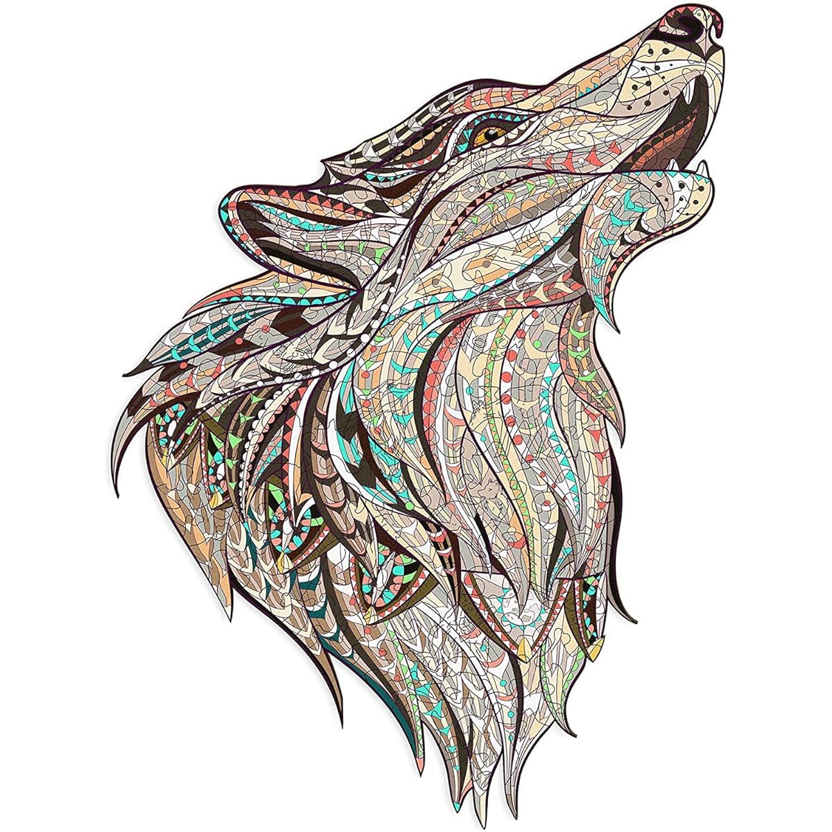 TAMUJIA Wooden Jigsaw Puzzle for Adults Beautiful Unique Family Howling Wolf Animal Shape Puzzle 120 Pieces Best Gift for Adults and Kids Small Size 25x15.5cm