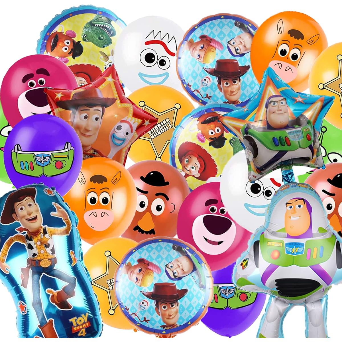 Toy Inspired Story Party Decoration Balloons, 36pcs Toy Inspired Story Birthday Party Balloons Set Buzz - Bright Year Woody Party Balloons Toy Inspired Story Party Supplies