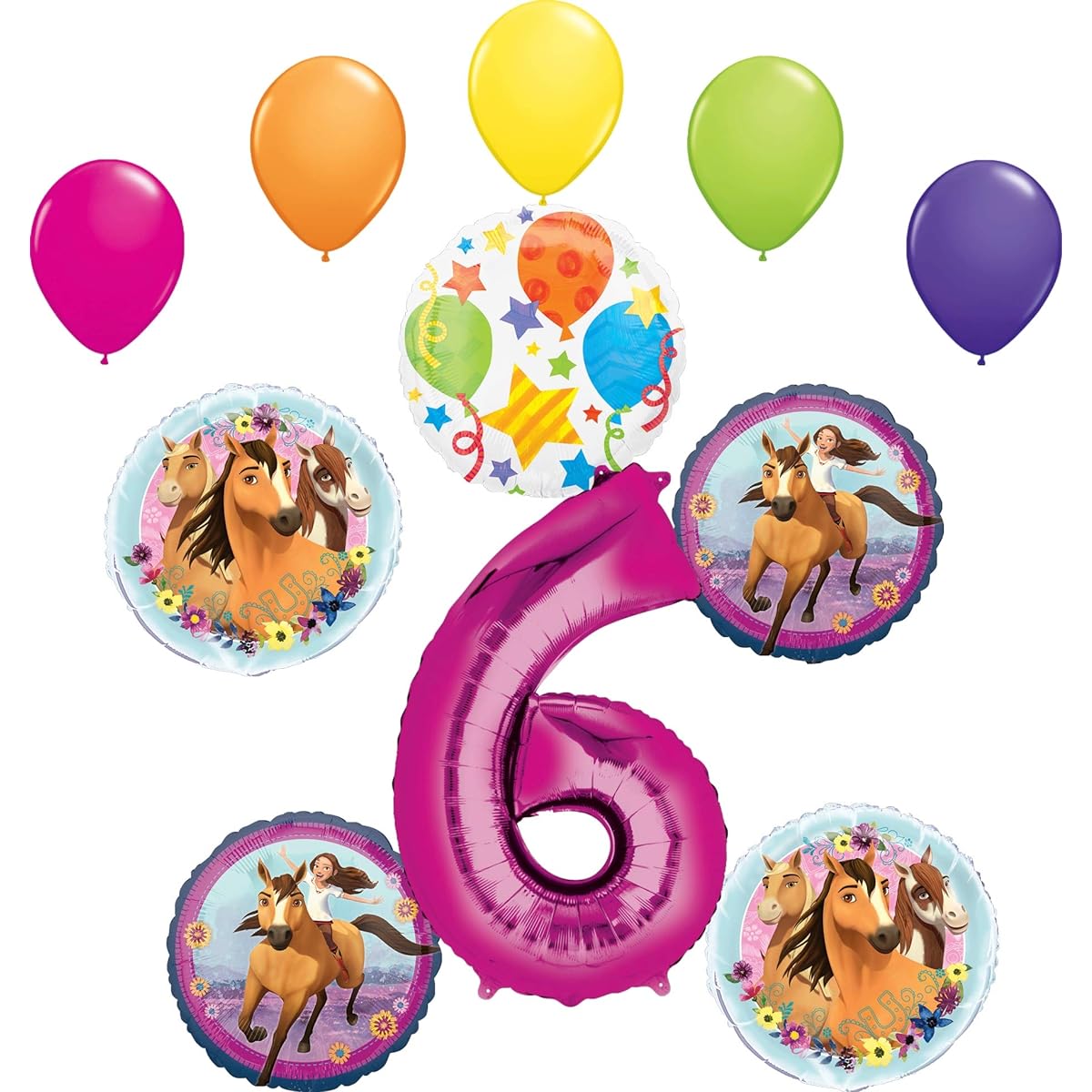 Spirit Party Supplies 6th Birthday Riding Free 11pcs Balloon Bouquet Decorations