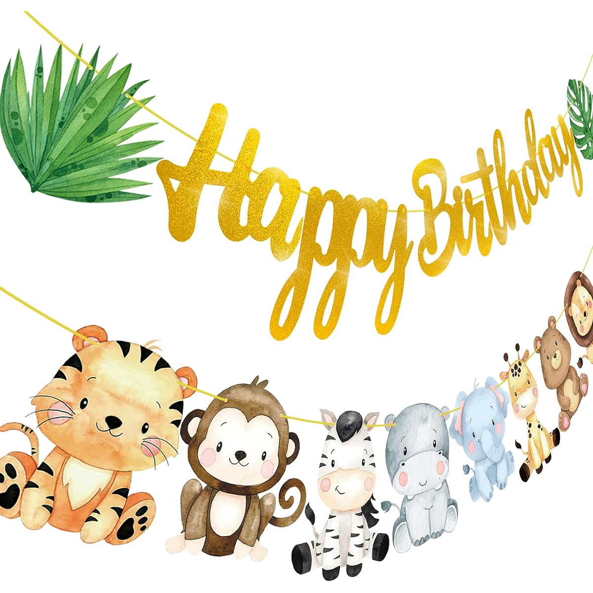 Jungle Safari Animal Happy Birthday Banner Safari Birthday Party Decoration Jungle Safari Party Baby Shower Supplies