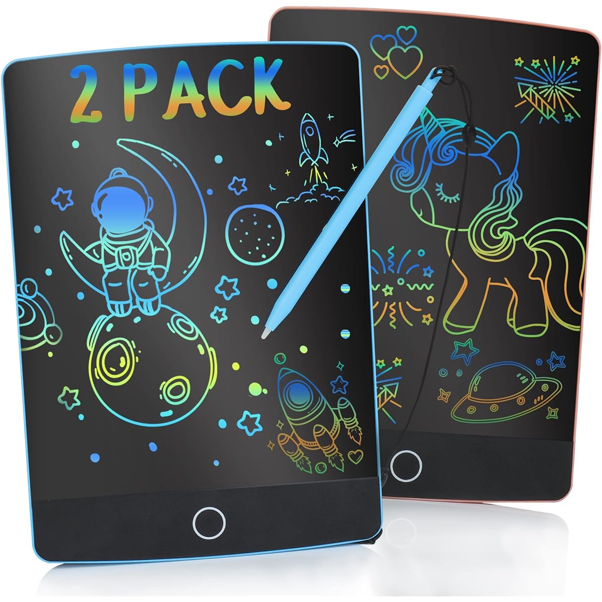 LCD Drawing Board Drawing Board Drawing Pad Electronic Memo Pad Colorful Tablet LCD Writing Tablet 2 Pack Erasable Doodle Board Learning Educational Toy Gift Ages 3+ Girls Boys Kids Birthday Gift