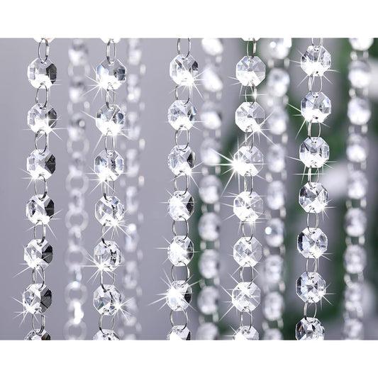 Top Plaza 16ft Clear Crystal Acrylic Prism Beads Strands Chandelier Garland Gems Octagon Bead Chain Hanging Decoration Centerpieces Party Wedding Dining Room Christmas Tree - 5 String Pack
