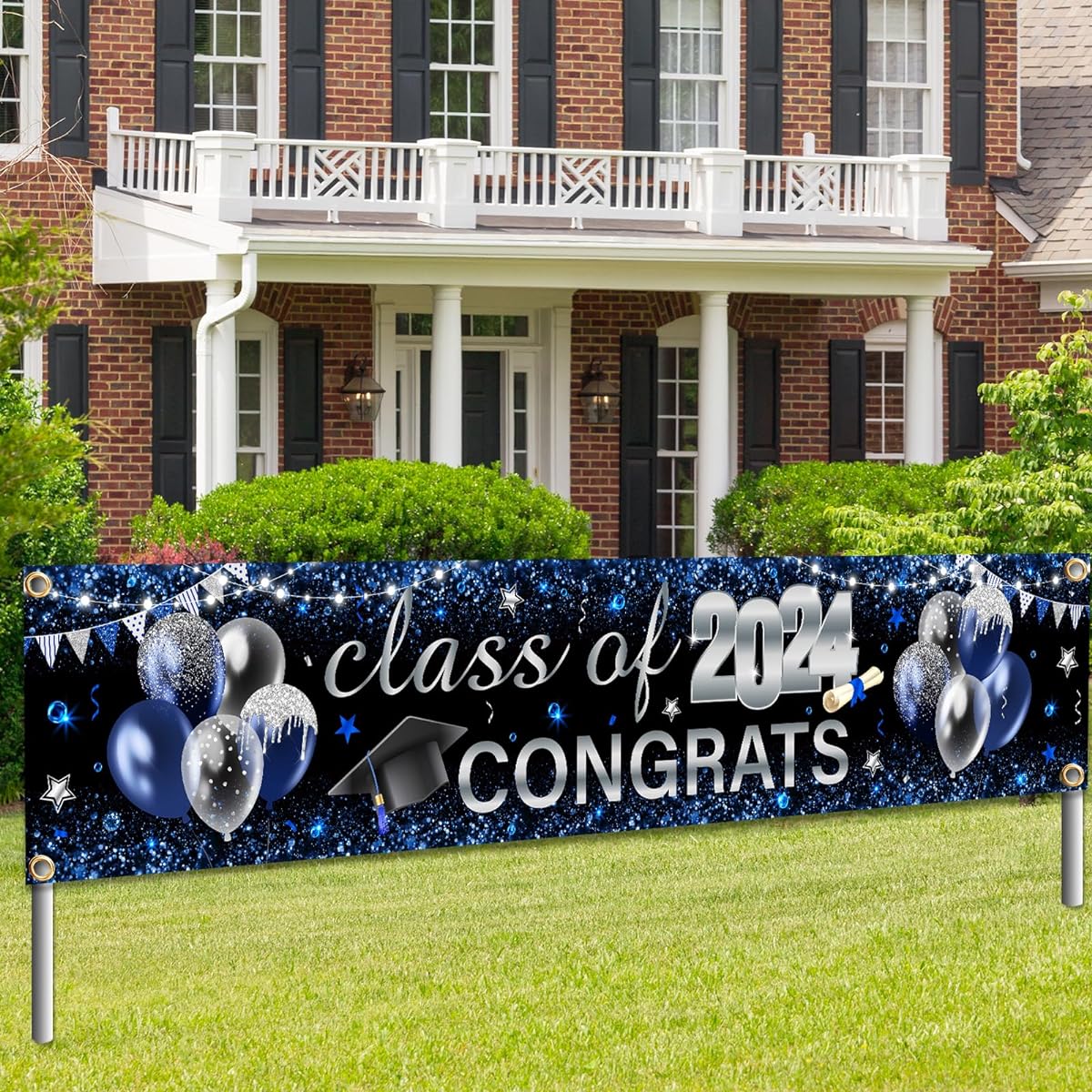 Graduation Decorations for 2023 - Class of 2023 Large Yard Sign Congratulations Graduation Banner Blue Decorations Graduation Party Supplies (Blue)