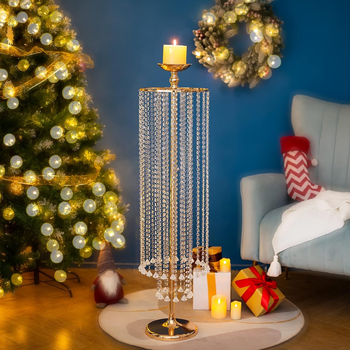 47.2 Inch Height Large Gold Vase for Centerpieces Crystal Flower Stand for Wedding Centerpieces Gold Flower Vase for Quinceañera Decorations Flower Centerpieces Wedding Isle Decoration Stand