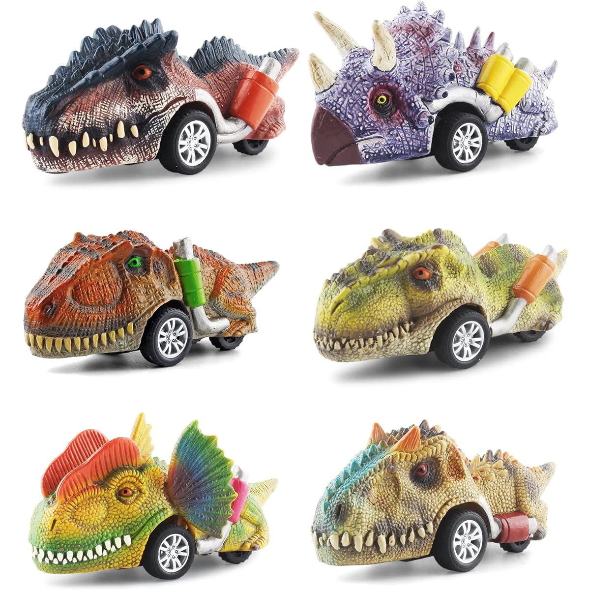 DINOBROS Dinosaur Toys for Kids 3-5, Pull Back Dinosaur Cars for 3 4 5 6 7 Year Old Boys Girls 6 Pack Dino Toys Gifts for Toddlers