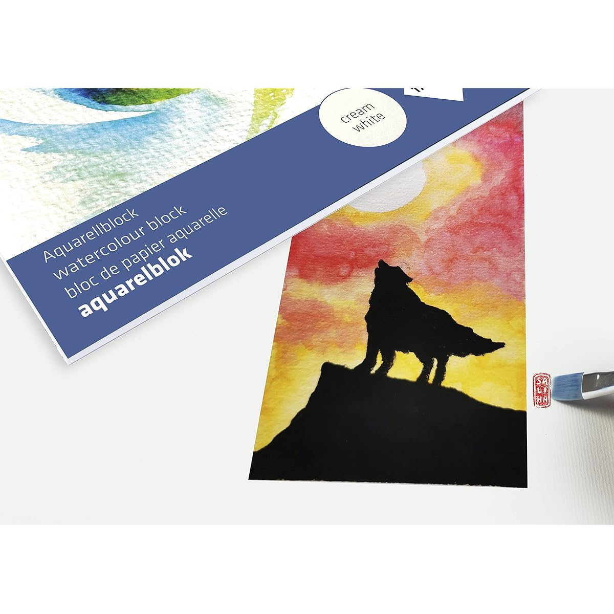 Watercolor paper 24x17cm 300g 16 sheets Cream white Kangaro