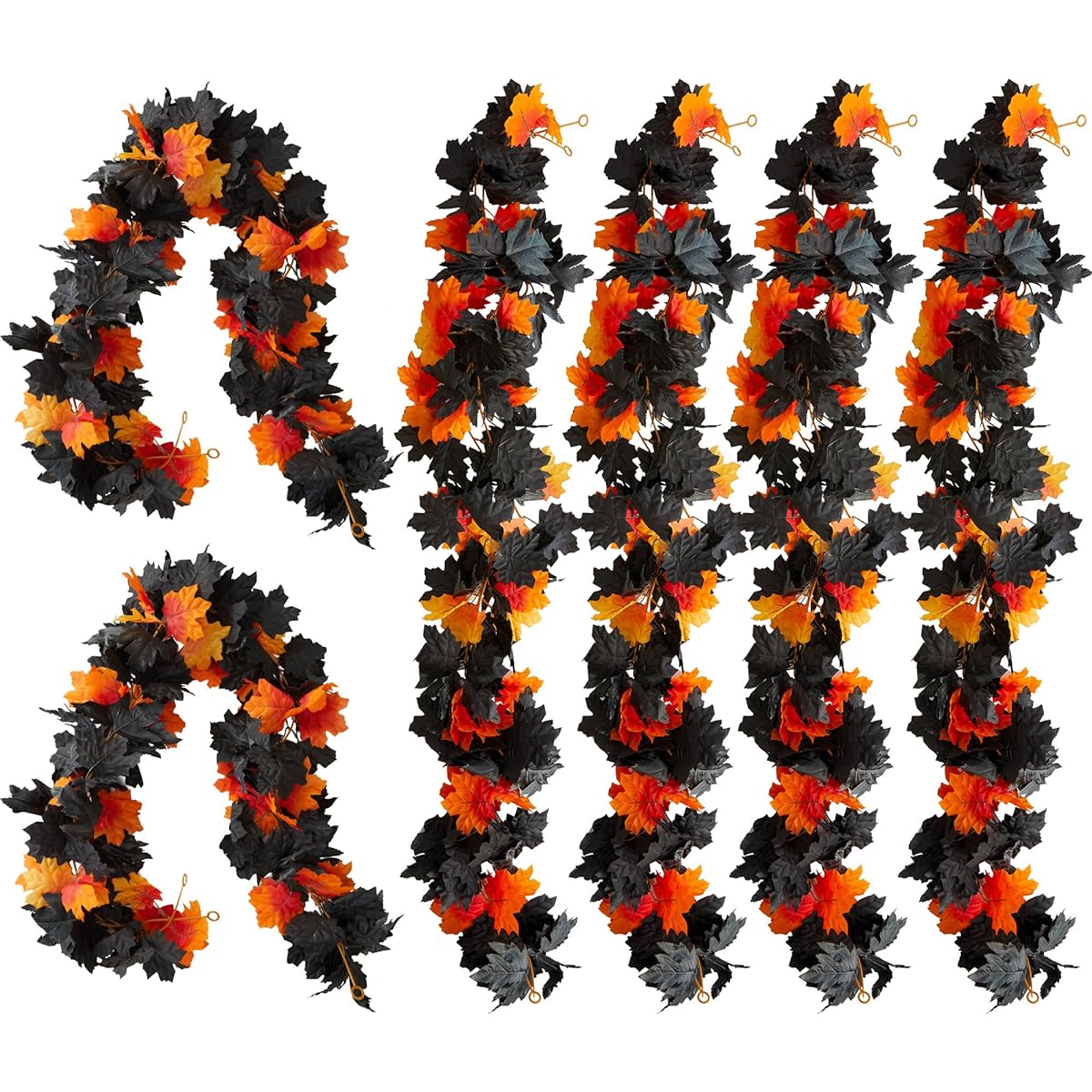 PARTY JOY Fall Maple Leaf Garland, 6pcs 5.6ft Artificial Maple Leaf Fall Garland Hanging Fall Buin Table Decoration Thanksgiving Halloween Garland Front Door Decoration Fall Decor