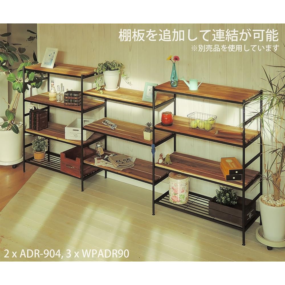 Garden Iron*Wood Acacia Display Rack 3 Tiers Width 91cm x Depth 40.5cm x Height 85cm Natural Wood Oil Finish ADR-903