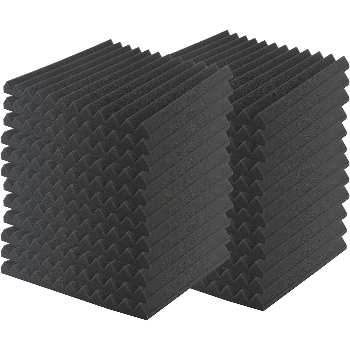 Heavyoff Sound Absorbing Material, 24 Pieces, Soundproofing, Sound Absorbing Wedge, Fireproof, Soundproofing, Noise, Sound Absorbing Material, Sound Absorption Measures, 50x50cm, Thickness: 5cm, Black
