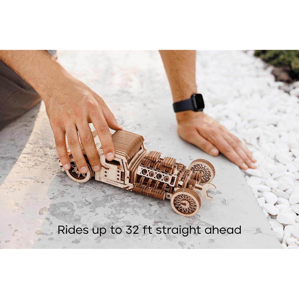 Wood Trick Hot Rod / Self-propelled 3D wooden puzzle / Wooden model