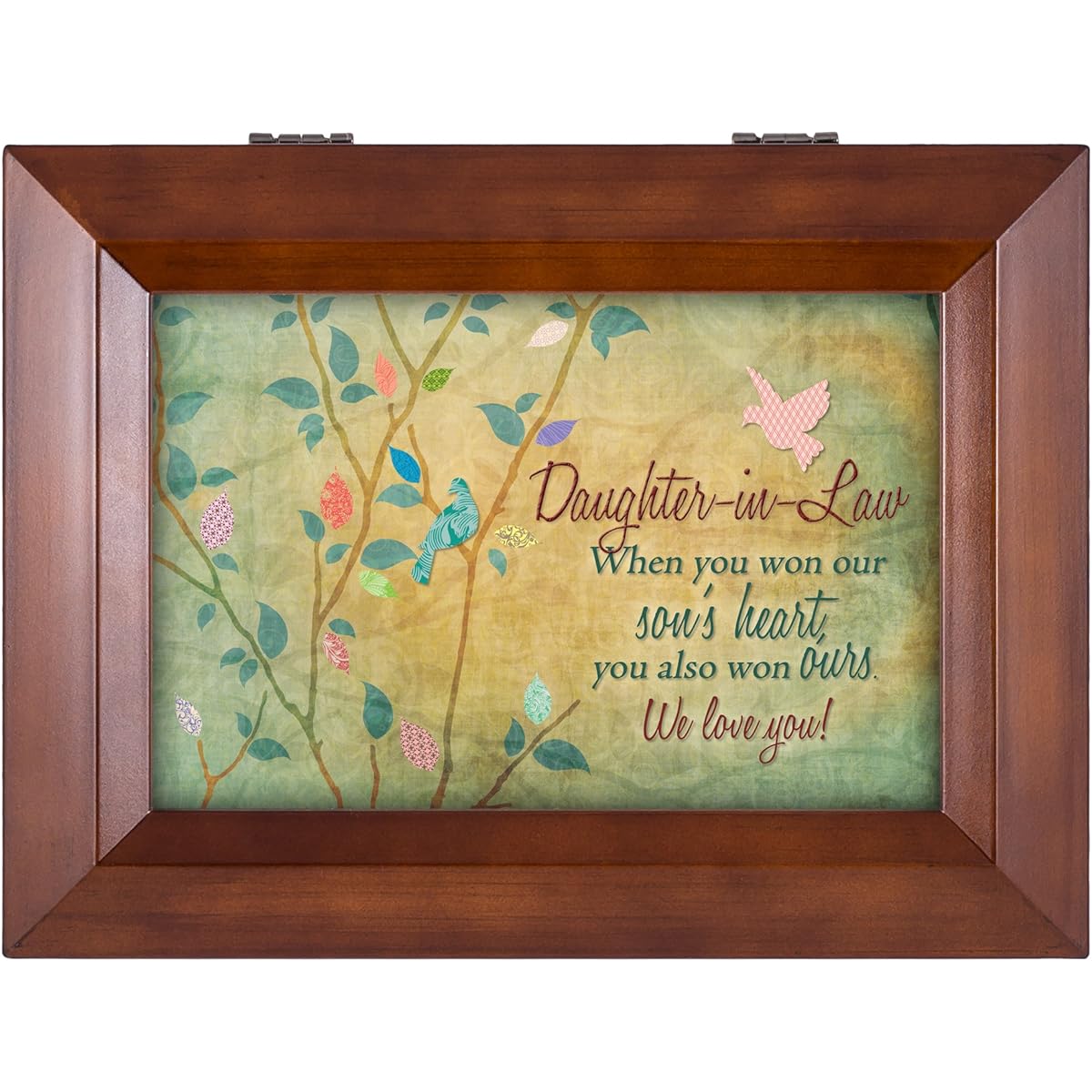Bride We Love You Wood Finish Musical Jewelry Box - Plays Tune You Are My Sunshine