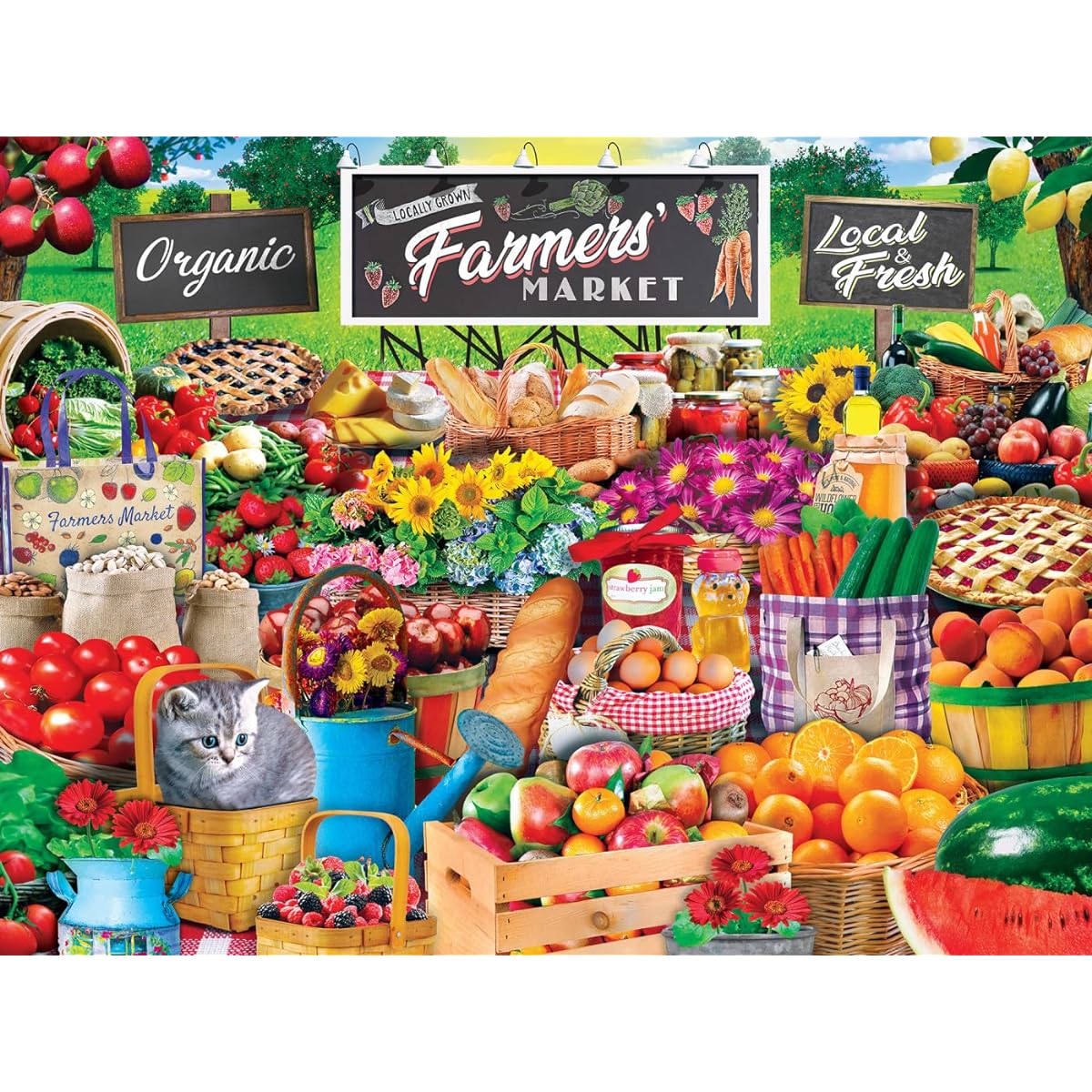 MasterPieces Trendz Farmer's Market - Fruit and Vegetable Collage Large 300 Piece EZ Grip Jigsaw Puzzle