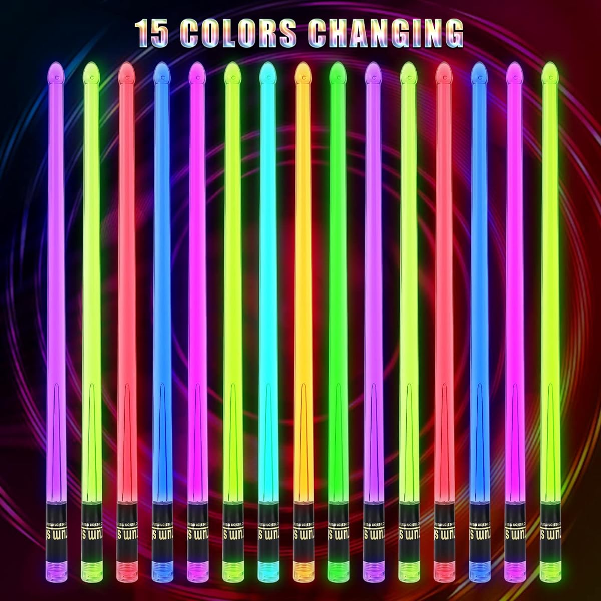 1 Pair LED Drumsticks PC Polymer Material Rechargeable Color Changing Light Up Drumsticks Cool LED Light Up Drumsticks with Storage Bag for Adult Drummer (15 Colors)