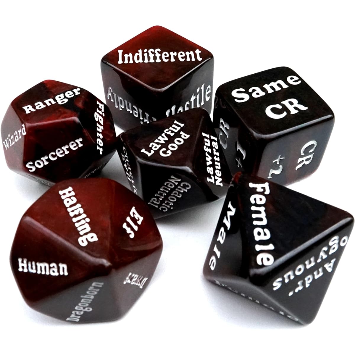 Dungeon Helper Dice: Character Creator Dungeon Master NPC Character Randomizer 6 Dice Set Tabletop Role Playing Game D&D Dungeons and Dragons Other TTRPG Instant Role Game Master DM GM