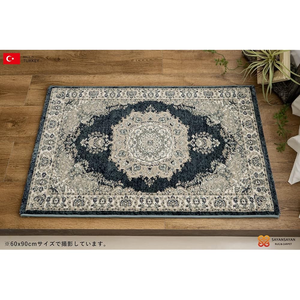 Sayang Sayan Medallion Accent Mat Leap Entrance 90 x 140 1 tatami Blue 750,000 knots
