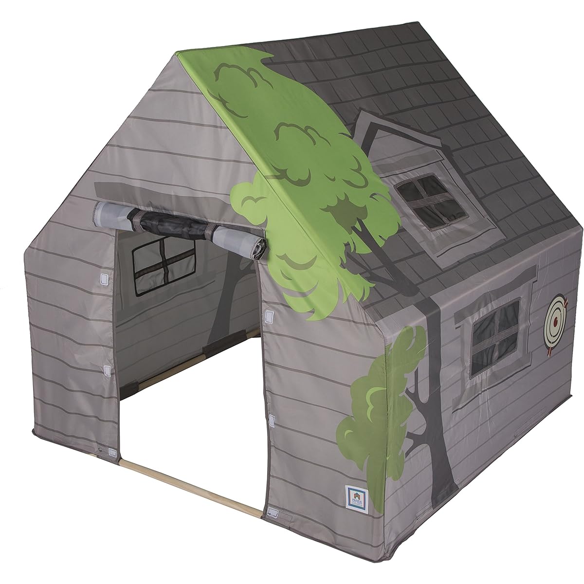 Pacific Play Tents 69790 Kids Treehouse Hideaway Wood Pole Frame Playhouse 43" x 43" x 45", Green