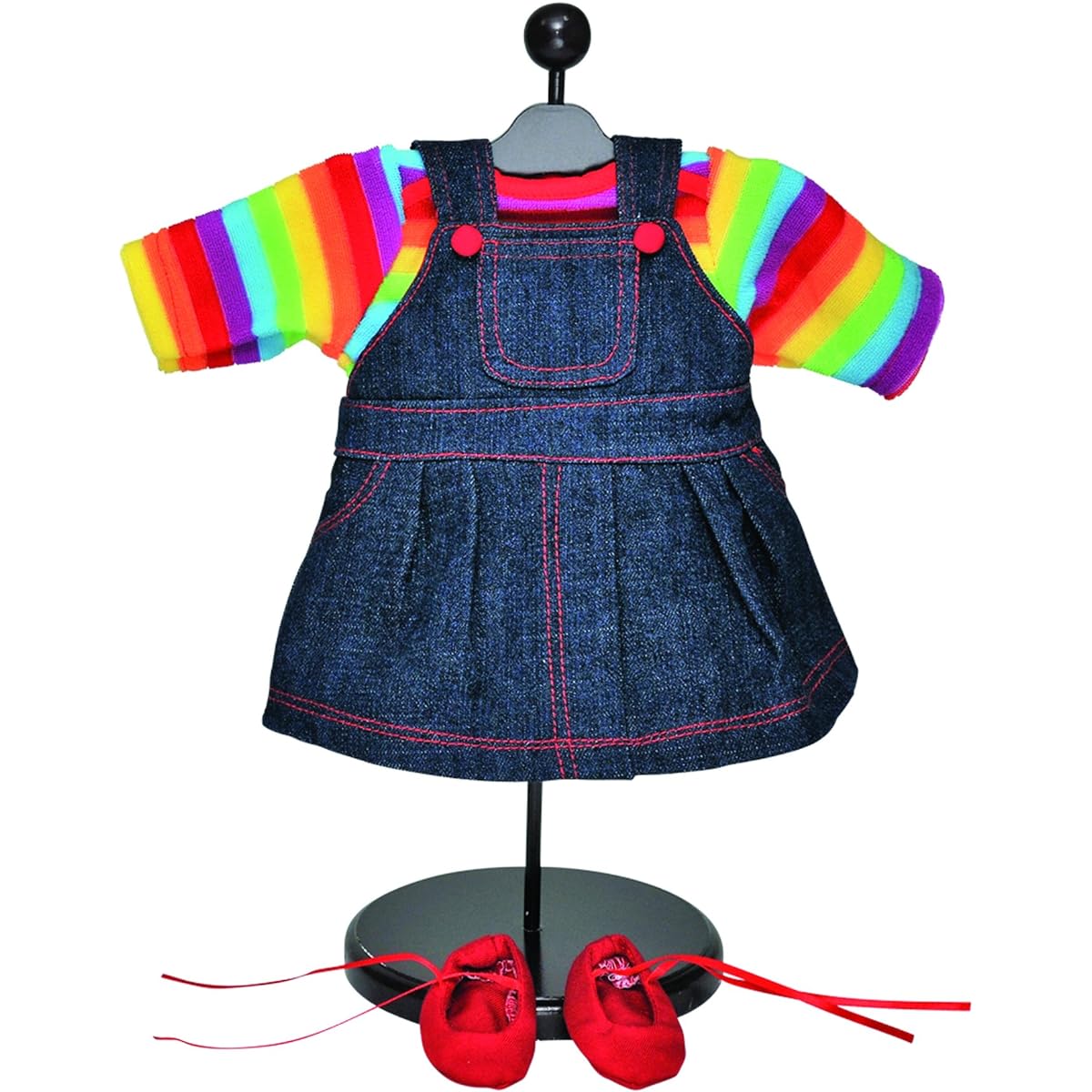 15-Inch Doll Clothes for American Girl Bitty Baby & Bitty Twins, Rainbow Outfit Skirt, Shirt and Shoes