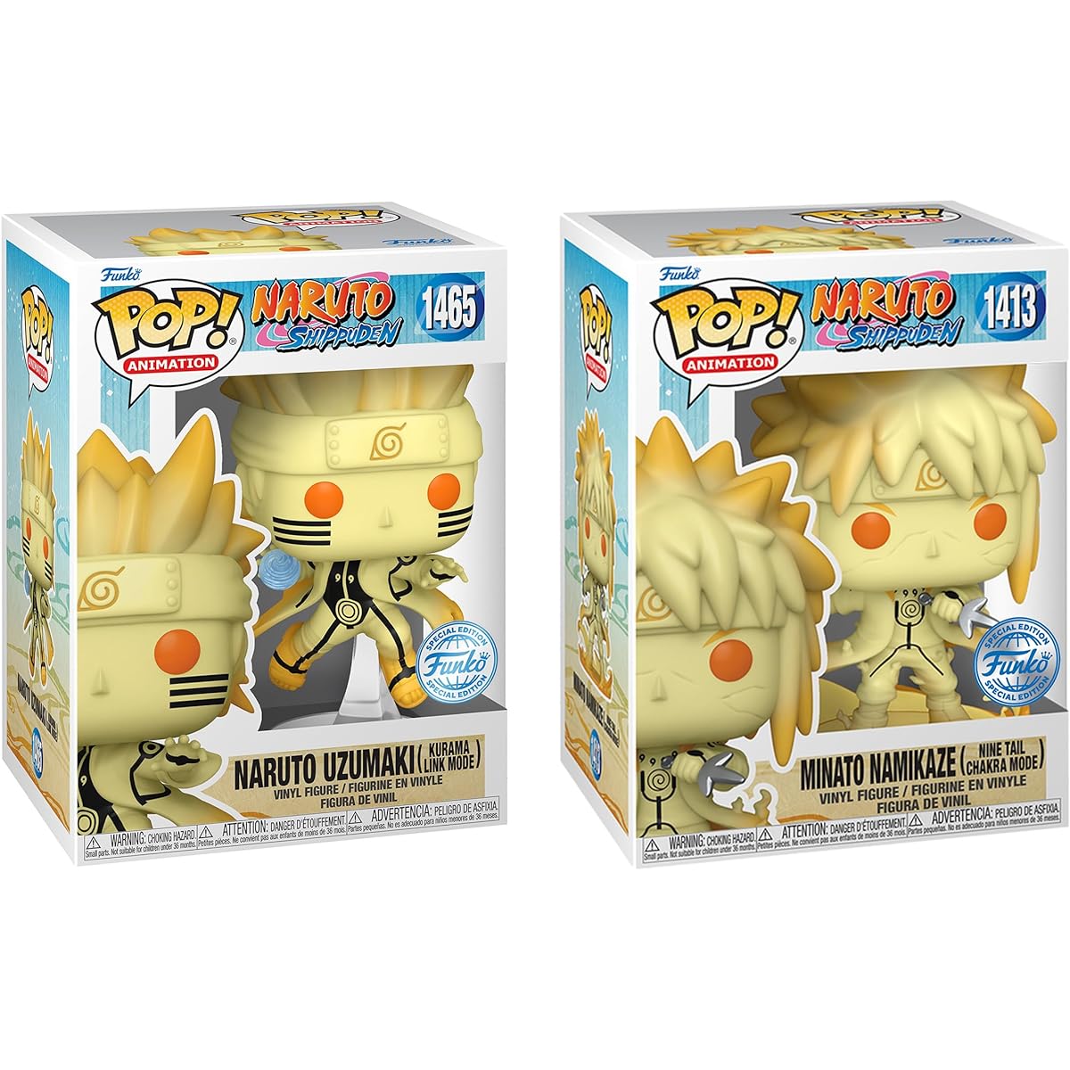 Funko Pop NARUTO Shippuden: Naruto Uzumaki Kurama Link Mode Figure Special Edition Multicolor Limited (Minato Bundle)