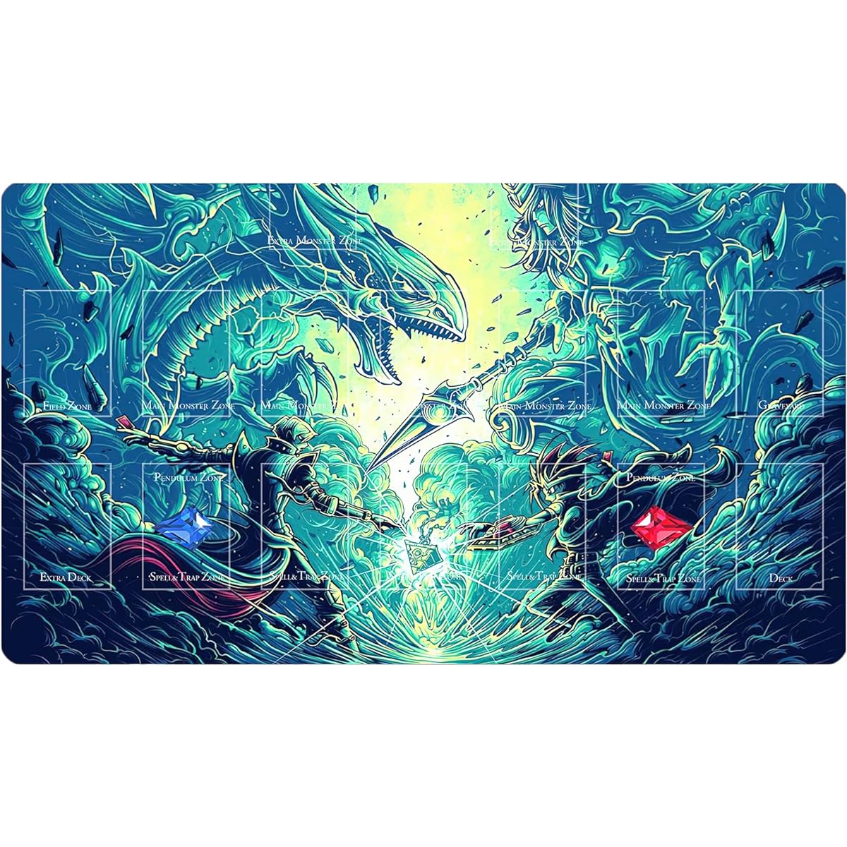 sabermaster Card Rubber Mat Duel Mat Game Competition Pad Mat Card Binder Deck 23.6x13.7inch (Painting 2)