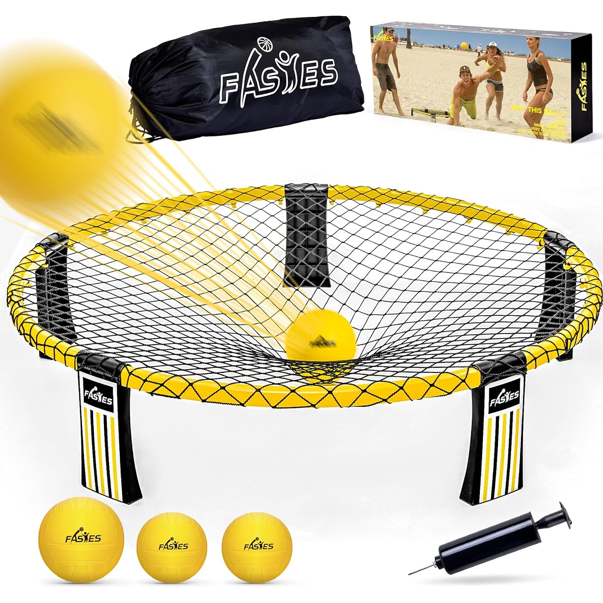 Roundnet Game Set, 3 Balls Kit with Carry Bag, Round Net Set for Outdoor/Indoor/Beach/Yard/Lawn/Backyard/Park/Outdoor Games for Adults and Family