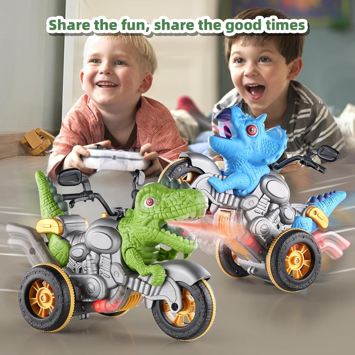 SXJ 2 Remote Control Car for Kids Dinosaur Monster Truck Children Toys for 3 4 5 6 Years Old Toddler Kids 2.4Ghz RC Race Car, Birthday Gift for Boys & Girls