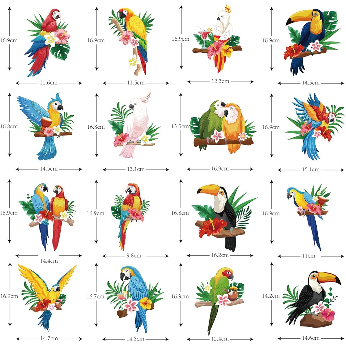 HOWAF 30pcs Tropical Bird Decorations Luau Hawaiian Toucan Birthday Party Hanging Swirl Foil Ceiling Decor for Summer Aloha Hawaiian Beach Pool Party Tiki Party Supplies