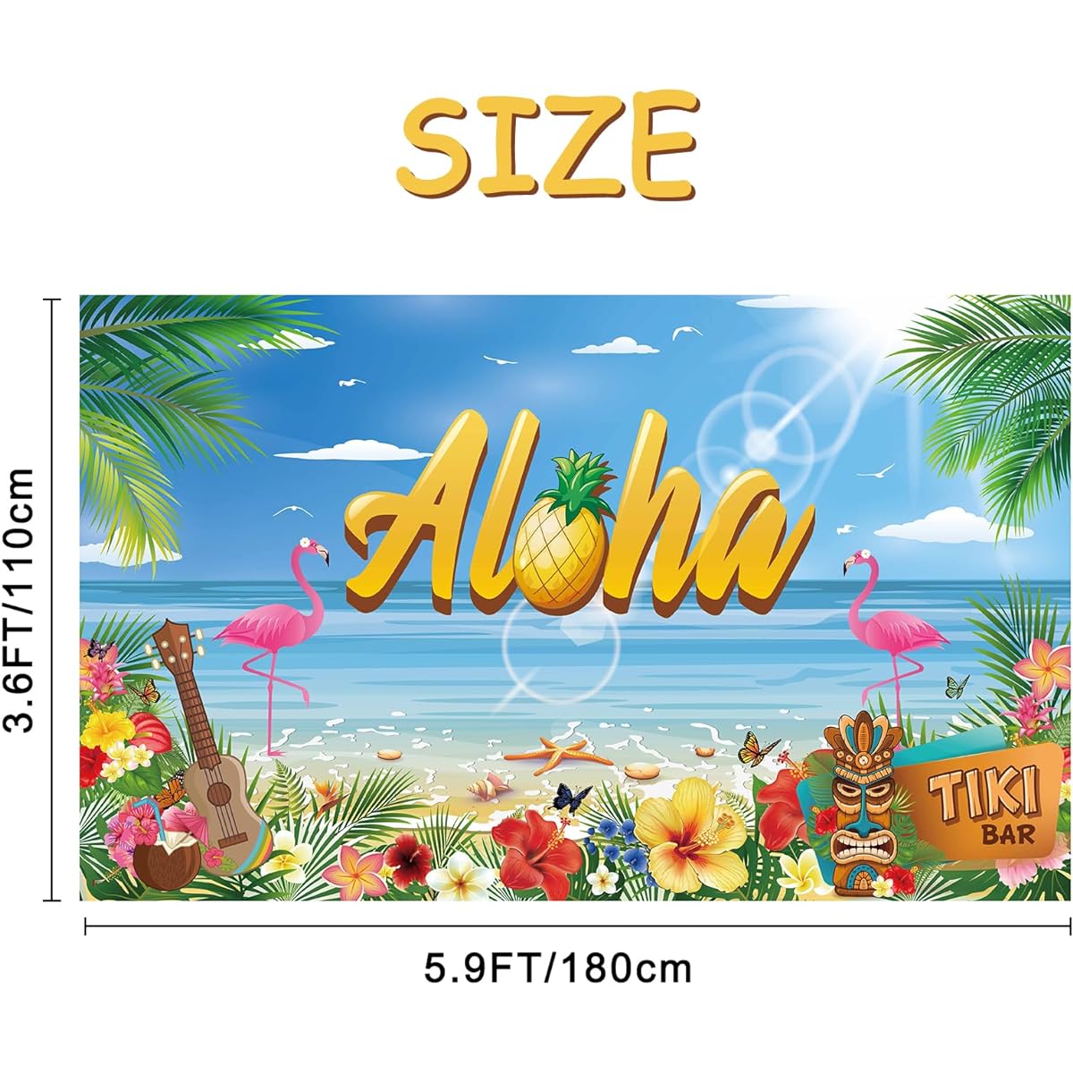 Roetyce Hawaiian Party Decorations Luau Party Decorations Hawaii Beach Aloha Backdrop Banner Hawaiian Theme Birthday Party Supplies Summer Tiki Flamingo Aloha Baby Shower Decor Photo Background