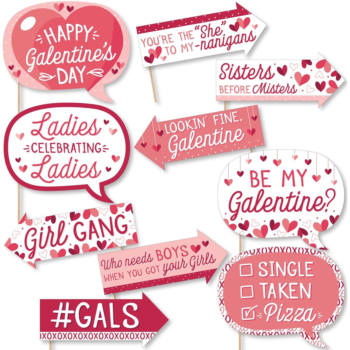 Big Dot of Happiness Funny Happy Galanty's Day Valentine's Day Party Photo Booth Props Kit 10 Pieces