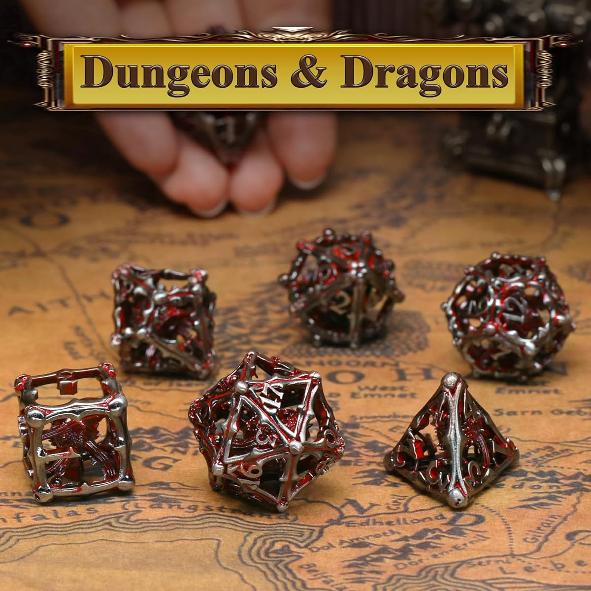 Beholder Dice Set DND Dragon Eye Dice ZHOORQI 7 Piece Polyhedral Dice Dungeons & Dragons Dice RPG Dice Eye Monster D&D Dice Gift (Eye Blood Red)