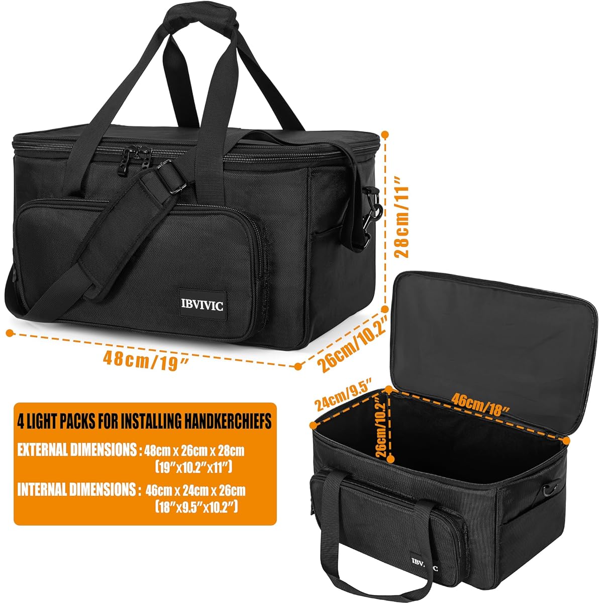 IBVIVIC 4 Par Light Bag Padded Storage Gig Case Bag for Par Light Equipment 18"x10"x11" Stage Light Bag
