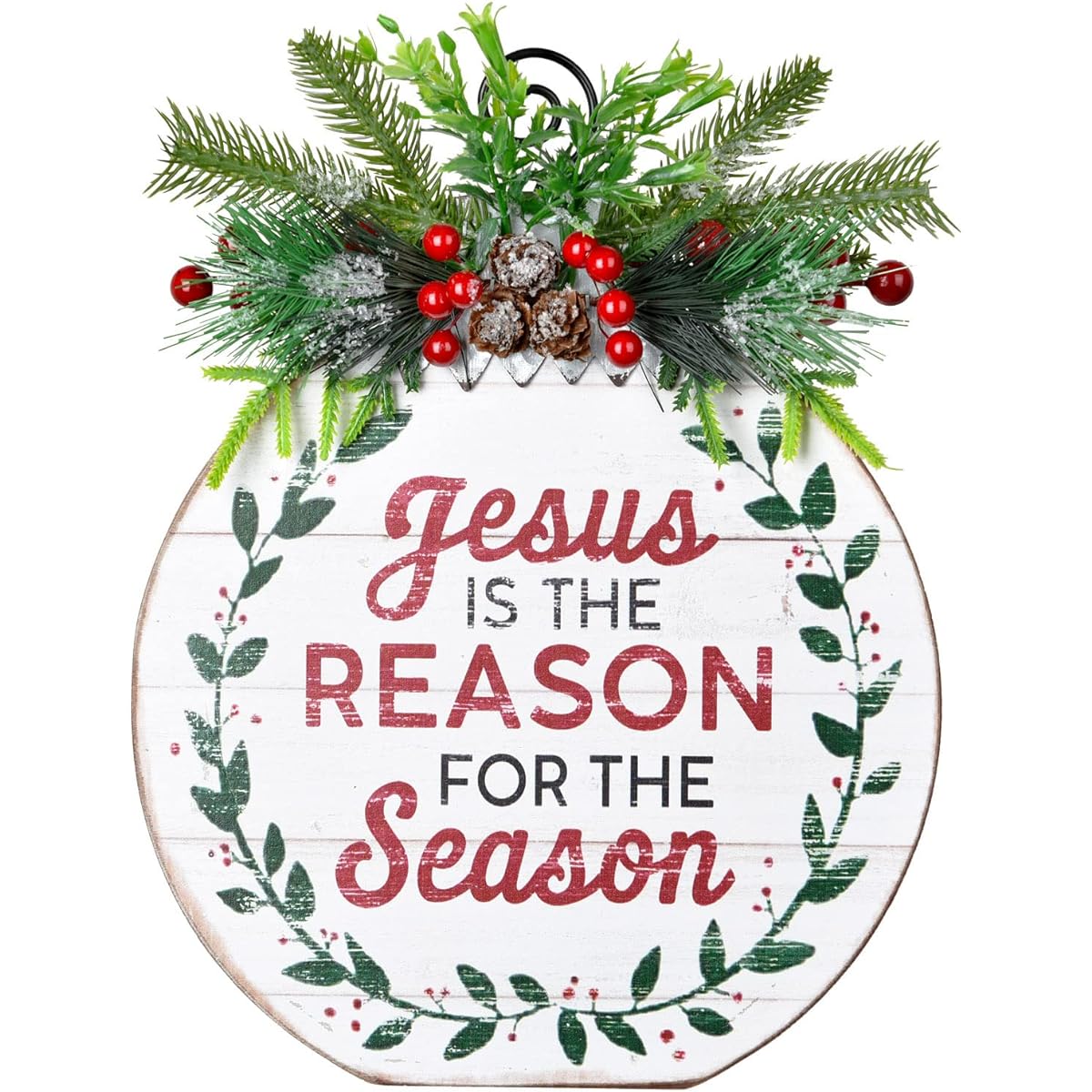 DearHouse 1014" Christmas Wreath Wall Hanging Front Door Decoration Round Wooden Hanging Wreath Festival Home Decoration