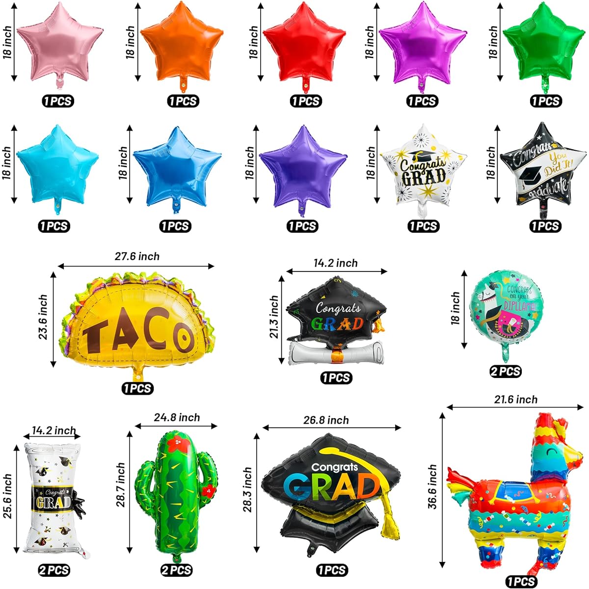 Xqumoi X-Mexican Graduation Balloons 20P