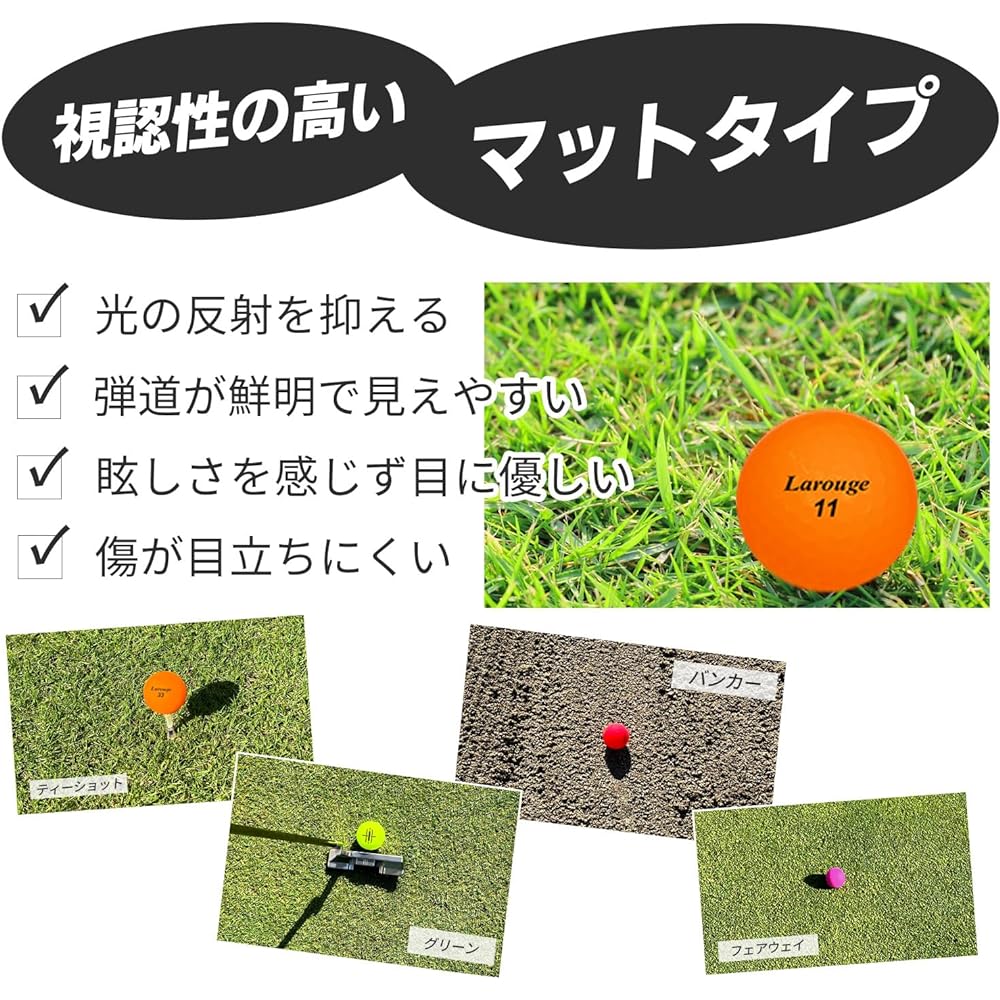 Manufacturer Direct Golf Shop Larouge M1 MATTE LONG DISTANCE Original Colored Balls 30 Balls (10 Balls x 3 Packs) Bundle Set 4 Colors Available