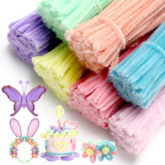 DaisyInner 700 Pcs 12 Inch Chenille Woven Stem Macaron Color Pipe Cleaners Craft Bulk Fuzzy Sticks Creative School Projects DIY Craft Decoration 7 Colors