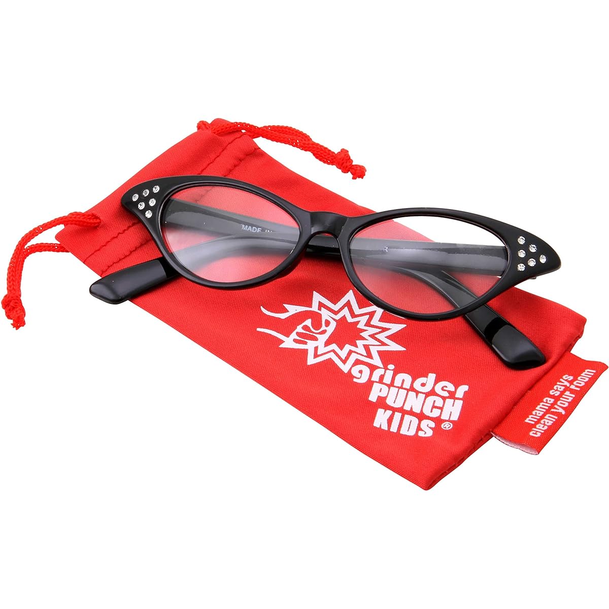 50s Kids Geek Cat Eye Glasses Girls Costume for Kids (Ages 3-12) (Black)