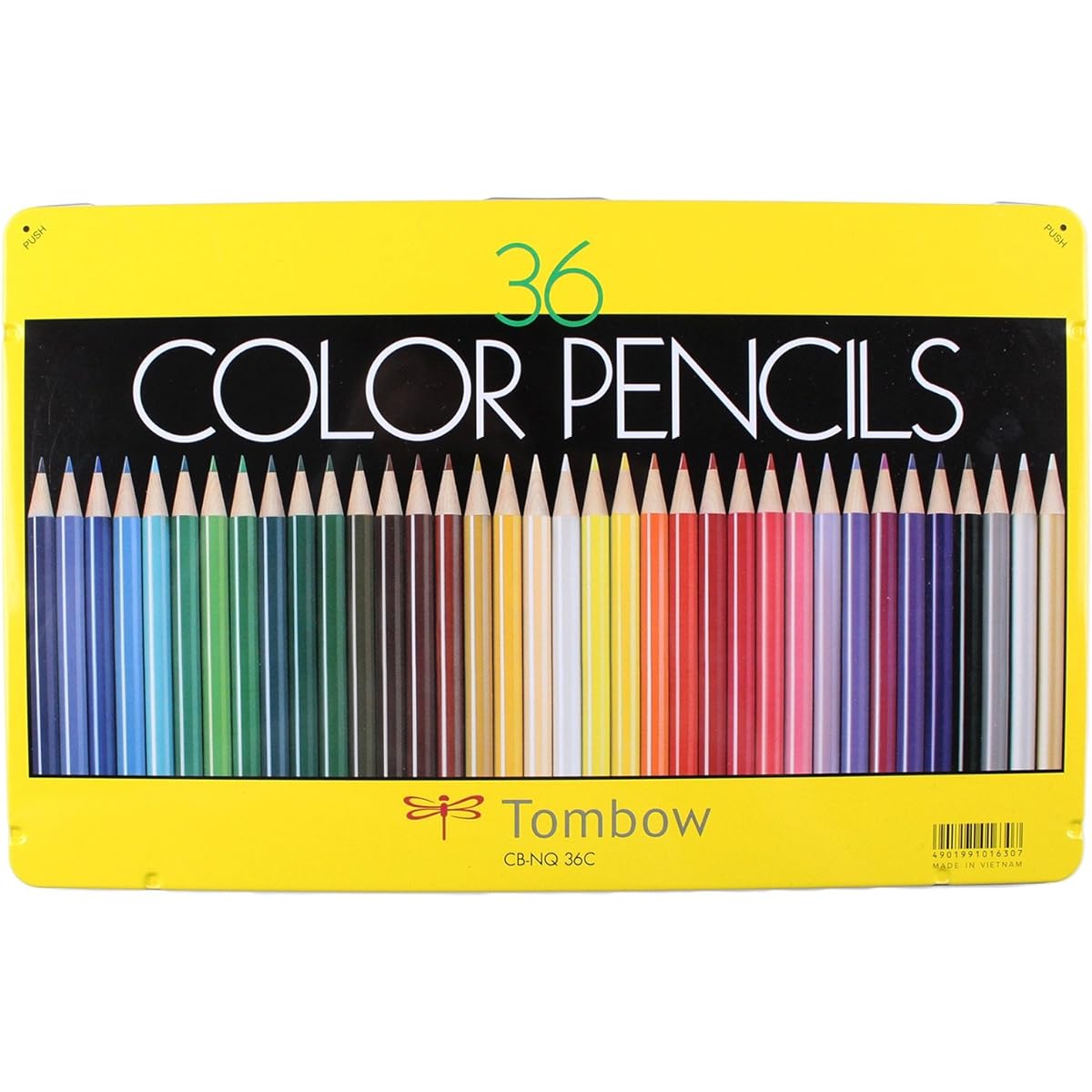 Tombow 1500 Series Colored Pencils, Set of 36, Artist Grade Wax-Based Colored Pencils in Reusable Tin, 51632