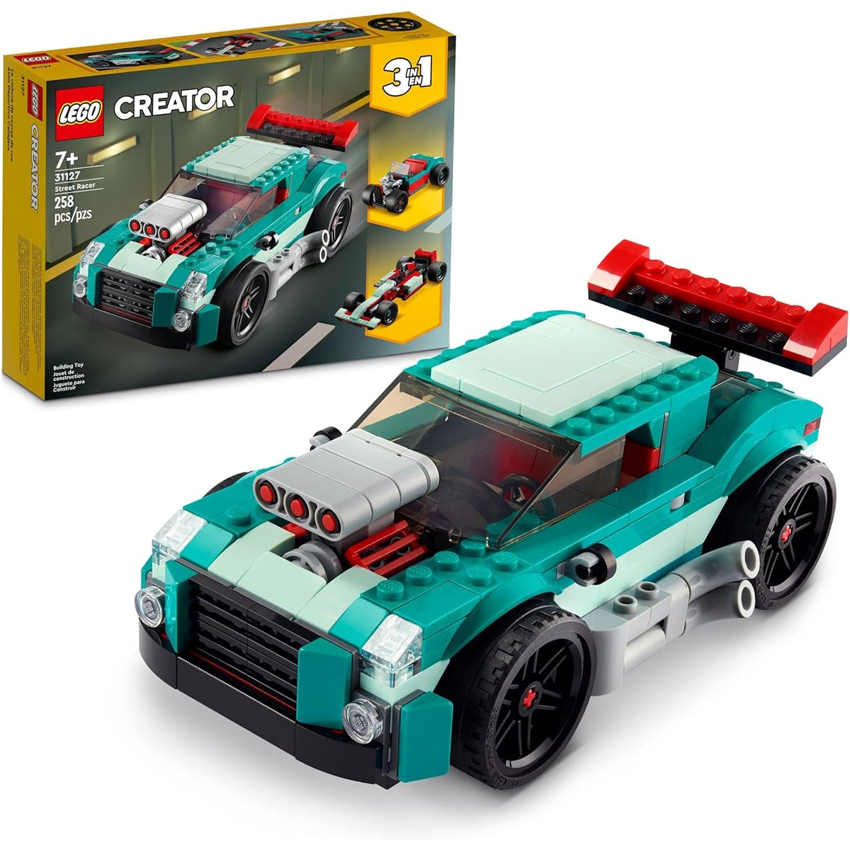 LEGO Creator 3in1 Street Racers 31127 Building Kit Features Muscle Cars, Hot Rod Car Toys and Race Cars; Car Models for Kids Ages 7+ Love Creative Fun and Fast-Paced Action (258 Pieces)