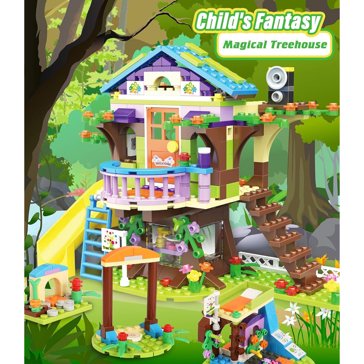 Treehouse Building Blocks Set Toy House for Kids Girls 1193 Pieces Hairdressing Hair Salon Creative Building Bricks Blocks Kit STEM Learning Role Play Gift Toy with Storage Box