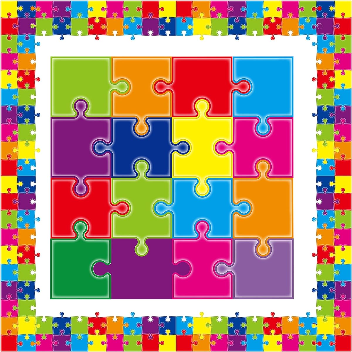 G1ngtar 70 Piece Puzzle Piece Cutouts Bulletin Board Decoration Set Welcome Back to School Jigsaw Puzzle Straight Border Trim Teacher Accent Supplies for School Nursery Kindergarten Classroom Playroom