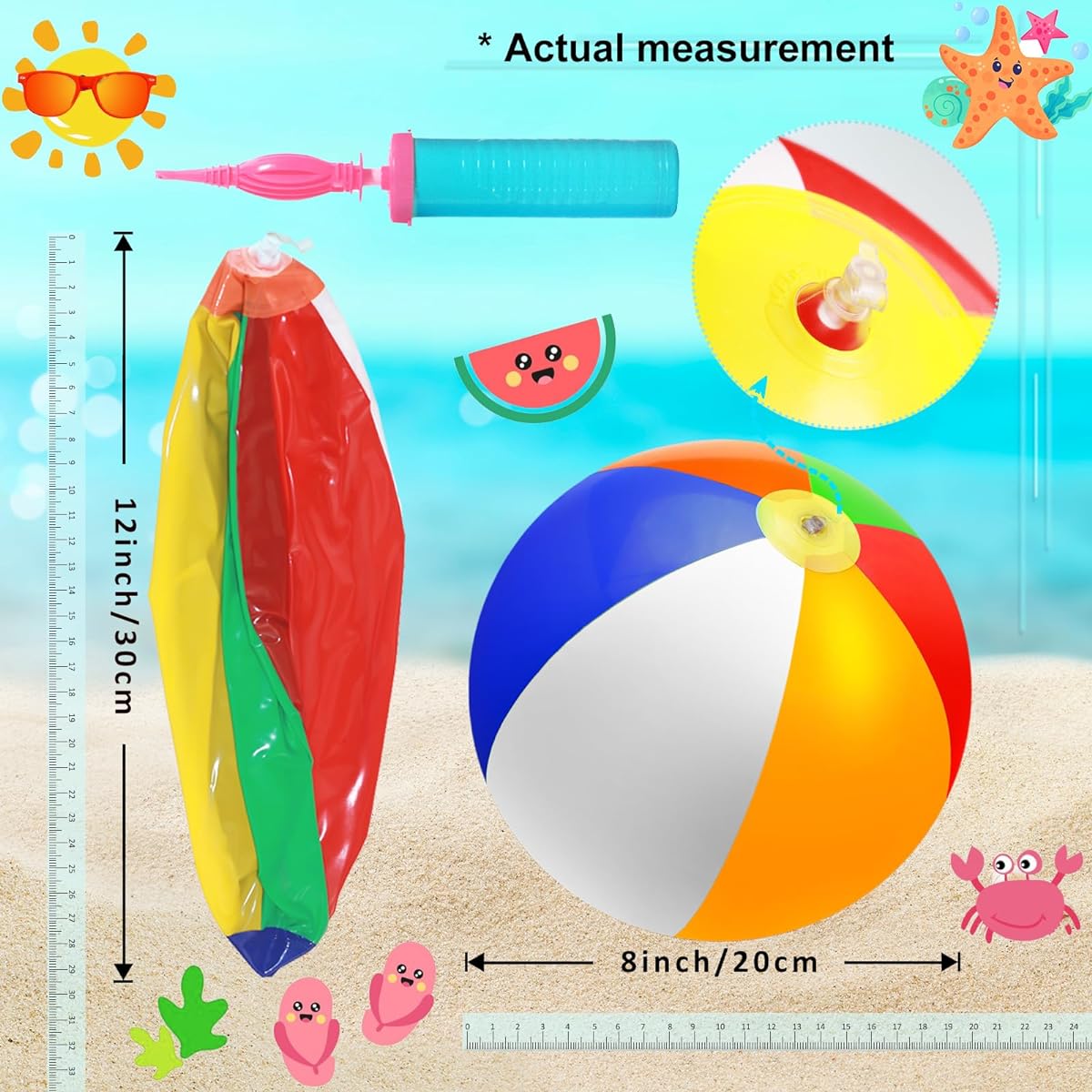 Sunglasses Beach Ball Bulk Party Favors for Kids 30 Pieces Neon Sunglasses 30 Pieces 12 Inch Beach Ball Kids Boys Girls Graduation Party Supplies Summer Beach Pool Party Favors Goodie Bags Giveaways, HH-2024-30S+30B-6