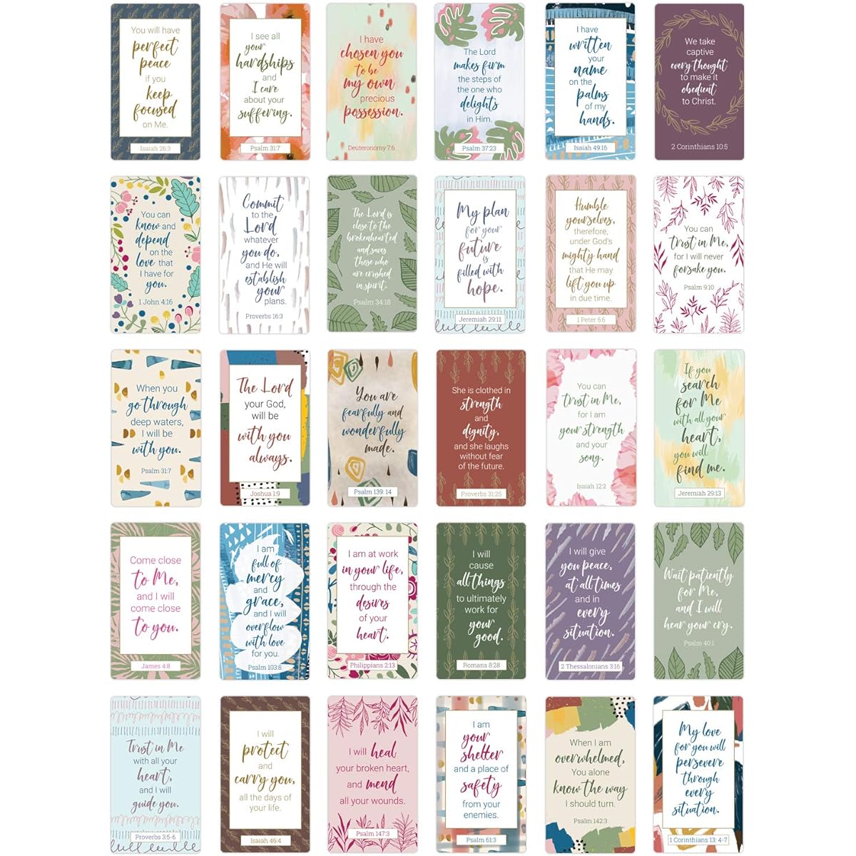 bloom daily planners Writefully His Prayer Card Deck (Pack of 30) - Inspirational Christian Bible Verses for Women - Biblical Encouragement Mini Quote Cards - Assorted Designs - 2" x 3.5"