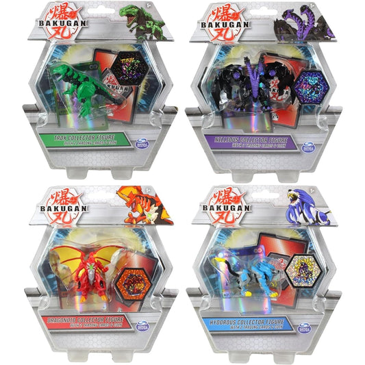 Bakugan - Deluxe Collector Figure Bundle with 2 Cards and Coins in Each Pack (4 Packs - Set 1)