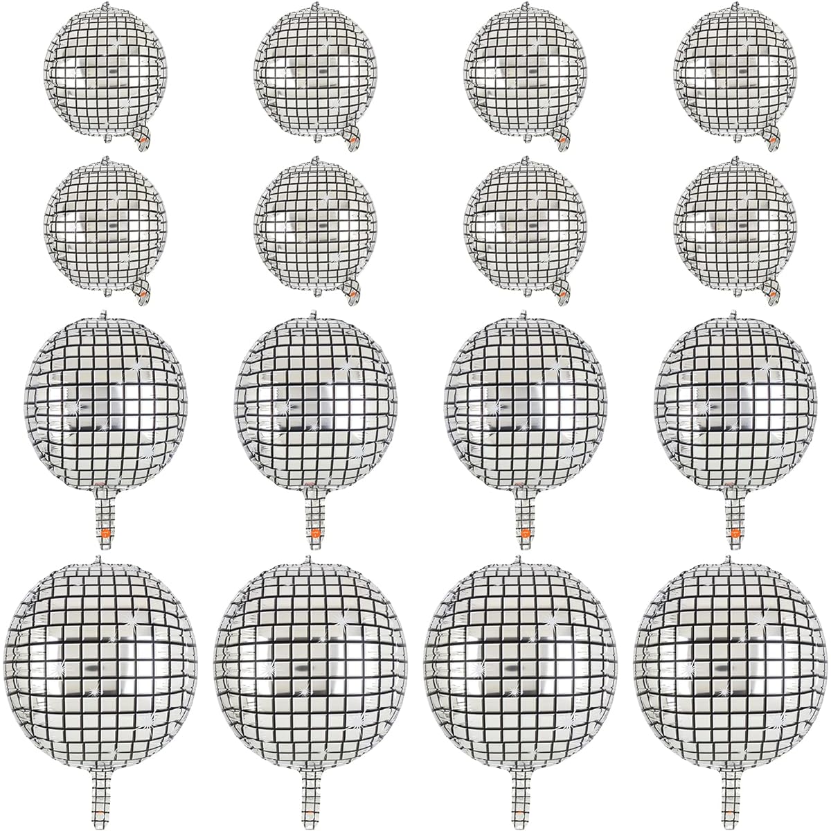Disco Ball Foil 4D Balloons Silver 90s 80s Theme Disco Ball Mylar Balloons Metallic Mirror Party Decorations Big and Small Mirrors