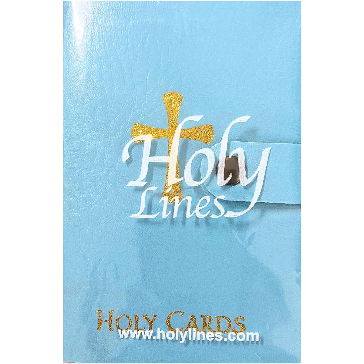 Light Blue Faux Leather 20 Sleeve 40 Card Holder with 3 Laminated Cards, Holy Card Organizer with 40 Plastic or Card Stock for Memorial Sacrament/Meditation Cards, 3 Bonus Cards