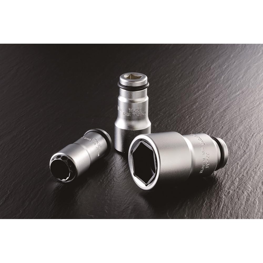 Ichinen Access MUST TOOL Steel Double Socket 12 Square 17 x 21mm For Impact Wrench 12.7mm (1/2") Drive TWS1721-12